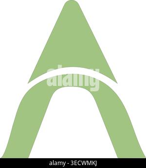 Modern light green letter A logo design with abstract curved style, minimalist monogram symbol isolated on white background for branding identity use Stock Vector