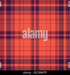 Ragged seamless vector fabric, new background texture tartan. Quality pattern plaid check textile in red and dark colors palette. Stock Vector