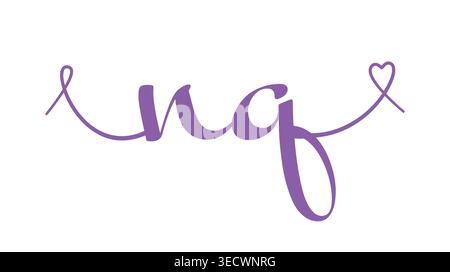 NQ initial wedding monogram calligraphy vector illustration. Hand drawn lettering n and q love logo design for valentines day poster, greeting card, p Stock Vector
