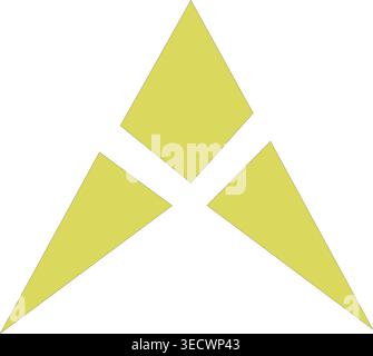 Modern yellow geometric letter A logo design with abstract triangle shapes, minimalist monogram symbol isolated on white background for branding use Stock Vector