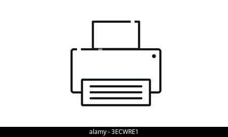 Printer icon for office and home: paper printing machine, minimalist black line art vector Stock Vector