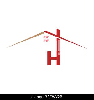 Creative initial letter H combined with roof house icon design, perfect for real estate branding, construction logos, property business identity, mode Stock Vector