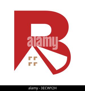 Modern minimal logo featuring initial B shaped roof house icon clean lines geometric style suitable for real estate property branding construction bus Stock Vector