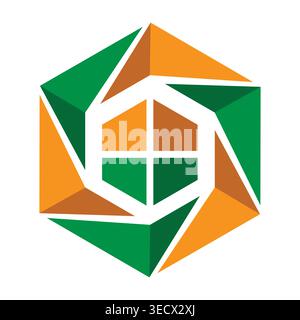 Hexagon Colorful Logo Design branding Stock Vector