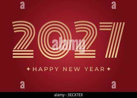 2027 logo. Festive traditional New Year's design. New Year's celebration concept. Vector template with typography. Stock Vector