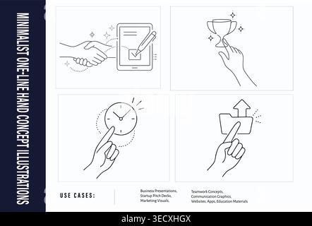 Professional asset pack of linear hand icons for project management and corporate vision Stock Vector
