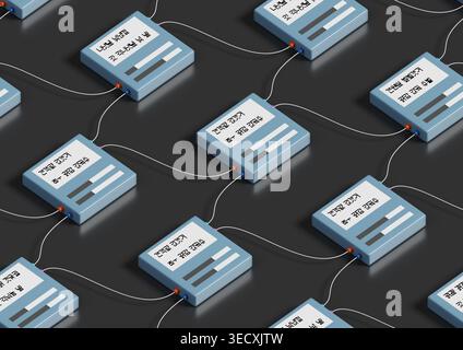 Seamless pattern of interconnected nodes. 3D illustration. Stock Photo