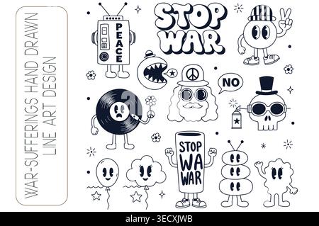 Creative collection of professional corporate doodles featuring analytics and global reach Stock Vector