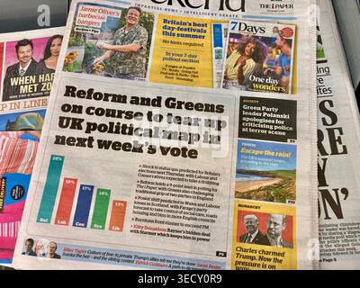 one British newspaper predict the UK political map of 2026 May UK local elections Stock Photo
