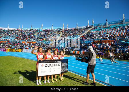 GABORONE, BOTSWANA: Saturday 02 May 2026, Team China after qualifying for the 2027 World Championships in Beijing in the women’s 4x100m relay during Day 1 of the 2026 Debswana World Athletics Relays held at the Botswana National Stadium. The championships take place on Saturday and Sunday 02 to 03 May 2026.  Photo by Roger Sedres/ImageSA Credit: Roger Sedres/Ģ����ý Live News Stock Photo