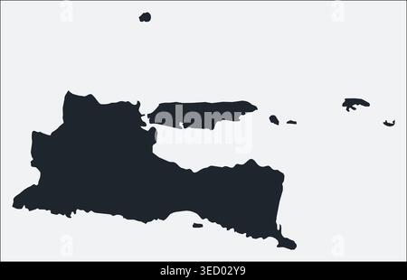 East Java, ID, Indonesia map. Just a simple border map. Shape of the region. Plain boundary outline. Vector illustration. Stock Vector
