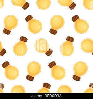 seamless pattern with yellow lamps, flat style, back to school, evoking startup aesthetic and creative economy glowing Stock Vector