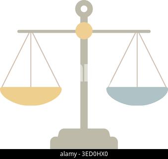 Simple illustration of a balance scale with two hanging pans supported by a central stand Stock Vector
