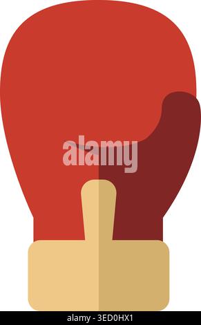 Simple illustration of a red boxing glove with a beige cuff shown in a front facing view Stock Vector