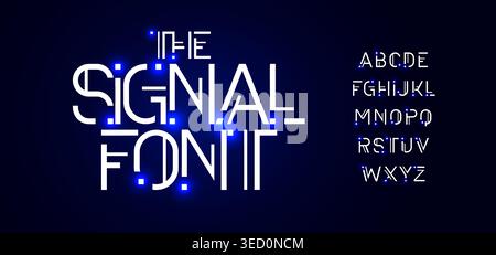 Abstract Geometric Futuristic Font Digital Transformation Logo Alphabet Cyber Space Letter Set Modern Typography, HUD Typographic Design for Text, Sci Stock Vector