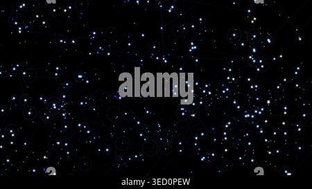 Blue abstract network connection overlay background with geometric squares dots lines, digital technology science big data structure, futuristic cyber Stock Photo