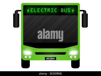 Electric Bus. Green Energy or Eco-friendly Concept. Futuristic Transportation Concept. Vector Illustration. Stock Vector