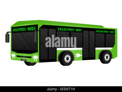 Electric Bus. Green Energy or Eco-friendly Concept. Futuristic Transportation Concept. Vector Illustration. Stock Vector