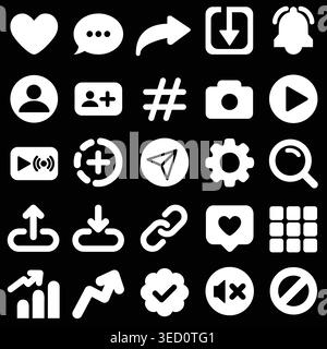 Collection of 25 modern social media icons in clean line style. Perfect for user interface design, mobile apps, websites, and digital marketing. Stock Vector