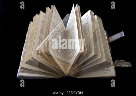 Historic hymn book on a table, double exposure Stock Photo