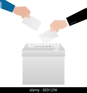 Hand Putting Ballot Paper or Voting Paper into ฺBallot Box. Election Concept. Vector Illustration. Stock Vector