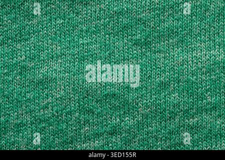 Knitted melange green woolen texture Stock Photo