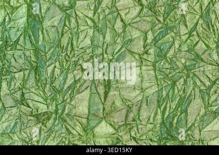 Transparent wicker crumpled synthetic fabric for green background Stock Photo