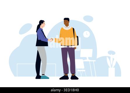 Business handshake partnership for teamwork meeting banners, corporate recruitment websites, and startup onboarding or strategy presentation design Stock Vector