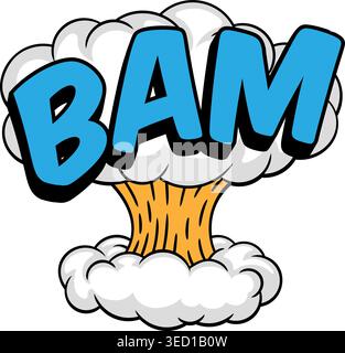 BAM Comic Book Pop Art Mushroom Cloud Graphic Stock Vector