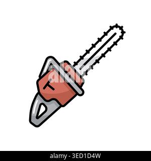 Garden chainsaw isolated vector icon. Graph symbol for agriculture, garden and plants web site and apps design, logo, app, UI Stock Vector