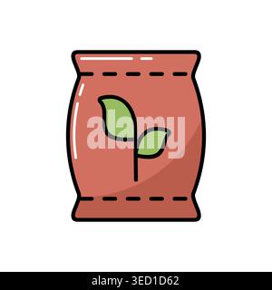 Fertilizer bag isolated vector icon. Graph symbol for agriculture, garden and plants web site and apps design, logo, app, UI Stock Vector