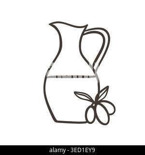 Olive oil bottle logo doodle vector illustration  Stock Vector