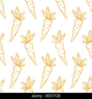 Seamless carrot vector pattern line art background Stock Vector