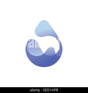 Abstract blue gradient water drop design with smooth flowing shapes and modern fluid style. Stock Vector
