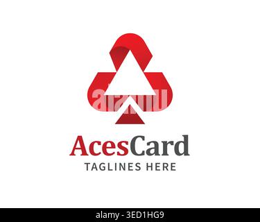 red abstract triangular ace symbol with ribbon like elements, ideal for gaming, casino, or card branding Stock Vector