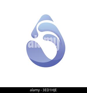 Abstract blue gradient water drop with flowing wave shapes, symbolizing freshness, fluidity, and modern design. Stock Vector