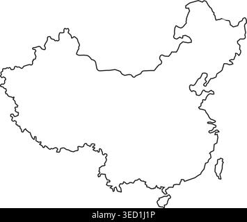 China country outline style map on a white background. Vector illustration Stock Vector