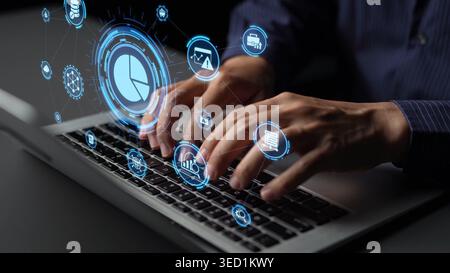 Data analytics and big data strategy for real-time analytics, predictive data modeling, business intelligence analytics, and data-driven decision Stock Photo