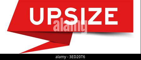 Red color speech banner with word upsize on white background Stock Vector