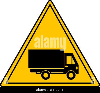 Yellow Sign Heavy Truck Traffic Warning. Road Sign. Truck. Vector Icon Stock Vector