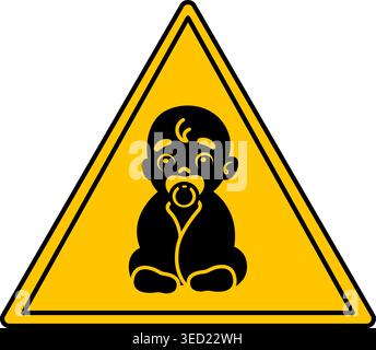 Yellow Sign Baby On Board. Warning Road Sign. Car Sticker Vector Icon Stock Vector