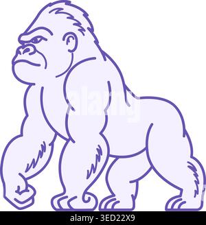 Gorilla Color Icon. Vector Illustration. Monkey, Large and Dangerous Primate. Animals Concept Stock Vector
