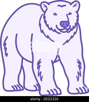Bear Color Icon. Vector Illustration. Predator, Mammal. Big Bear with Fur and Small Ears. Animals Concept Stock Vector