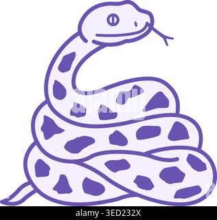 Colored Snake Icon. Vector Illustration. Predatory Poisonous Snake with Tongue Out. Animal Concept Stock Vector