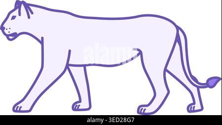Colored Puma Icon. Vector Illustration. Carnivorous Mammal, Wild Cat. Animals Concept Stock Vector