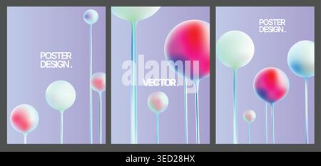 gentle pastel hues with playful accents, decorative spheres with pastel gradation on delicate floral stems Stock Vector