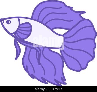 Colored Betta Fish Icon. Vector Illustration. Siamese Betta, Aquarium Fish. Domestic Animals Concept Stock Vector