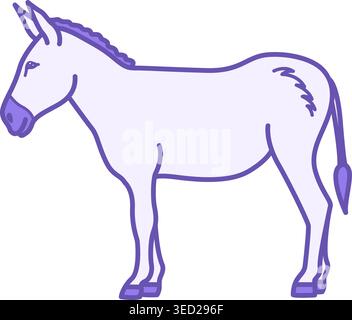 Donkey Color Icon. Vector Illustration. Mammal. Agriculture, Farming. Domestic Animals Concept Stock Vector