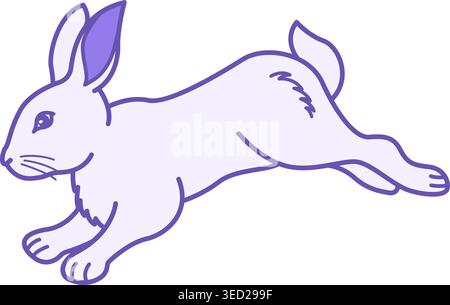 Colored Rabbit Icon. Vector Illustration. Mammal. Running Rabbit. Domestic Animals Concept Stock Vector