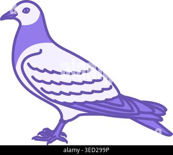 Pigeon Color Icon. Vector Illustration. Dove, Bird. Agriculture, Farming. Domestic Animals Concept Stock Vector